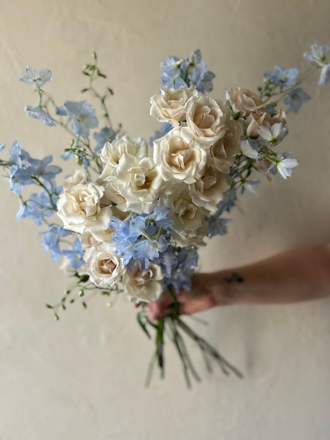 SPRAY ROSES + DELPHINIUMS