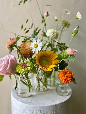 COLLECTION OF SUMMER FLOWERS IN BEACKERS