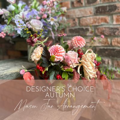 DESIGNER'S CHOICE - AUTUMN MASON JAR ARRANGEMENT