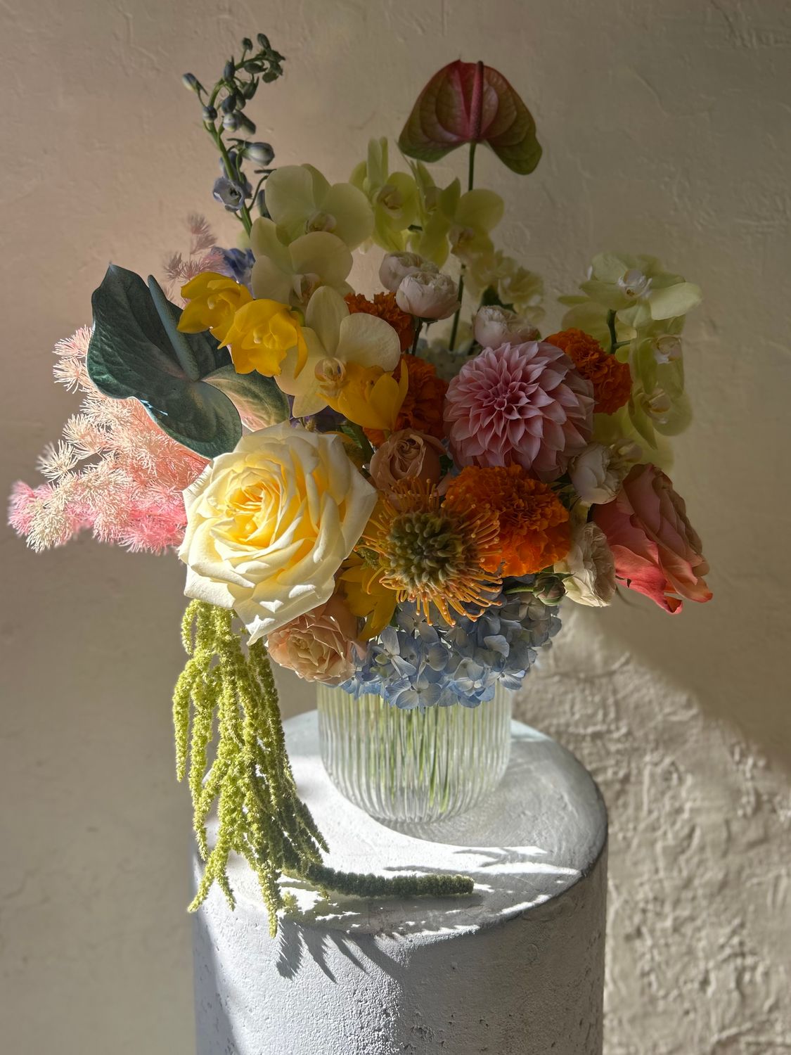COLOUR CHROME RIBBED VASE