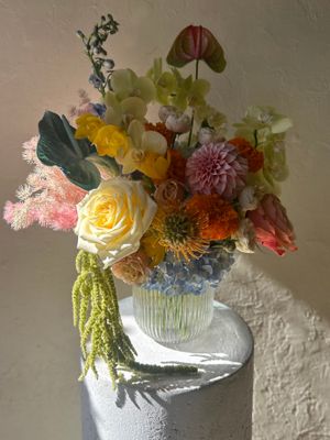 COLOUR CHROME RIBBED VASE
