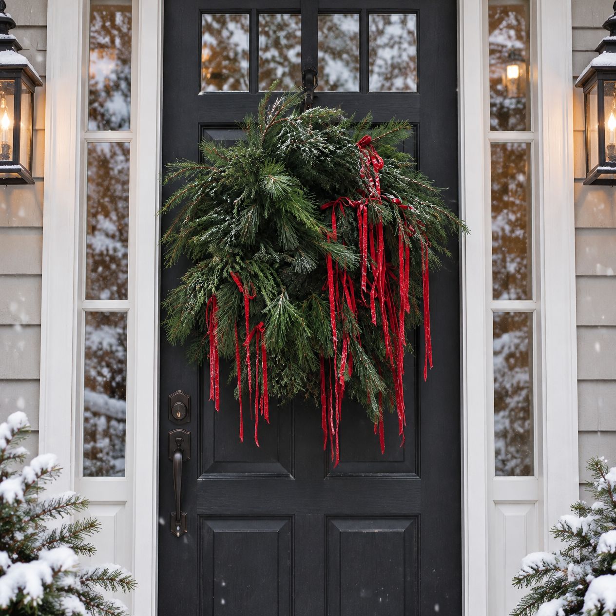 RUBY RIBBON EVERGREEN WREATH