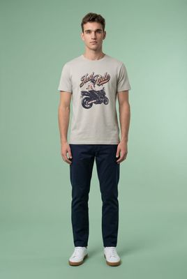 Camiseta Moto en beis.