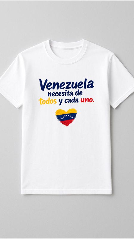 Camiseta blanca Unisex Venezuela necesita de ti.