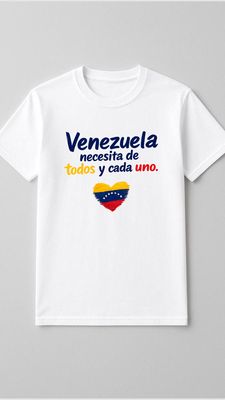 Camiseta blanca Unisex Venezuela necesita de ti.