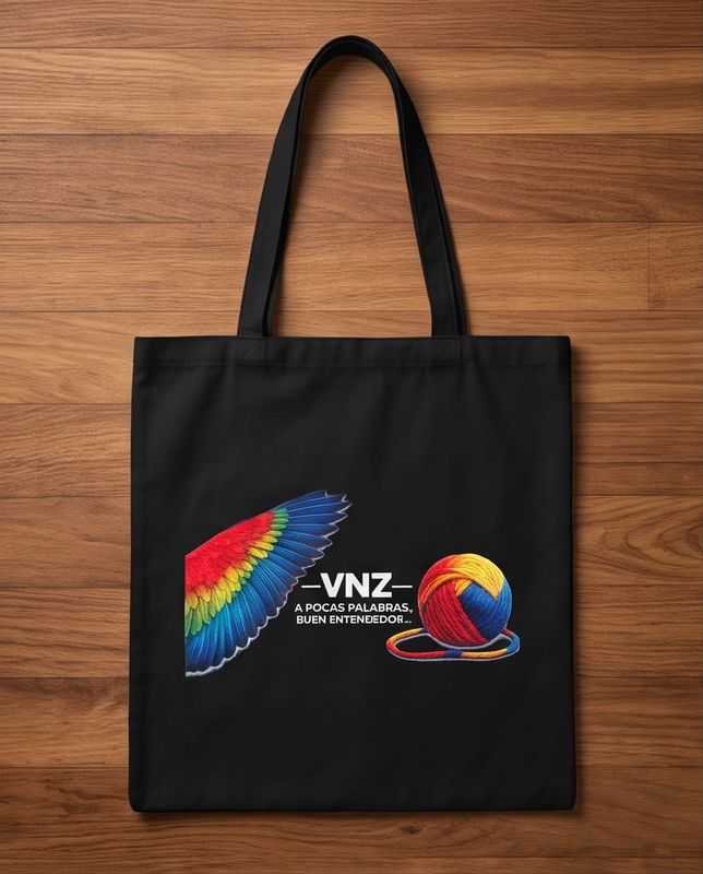 Tote bag negro de algodón 38 *42 cm ( A la Venezolana.)