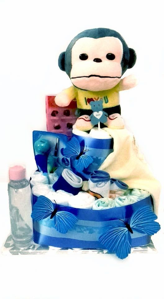 Tarta de Pañales tres Pisos Monito