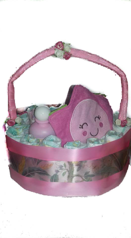Tarta de Pañales cestitas en rosa o azul