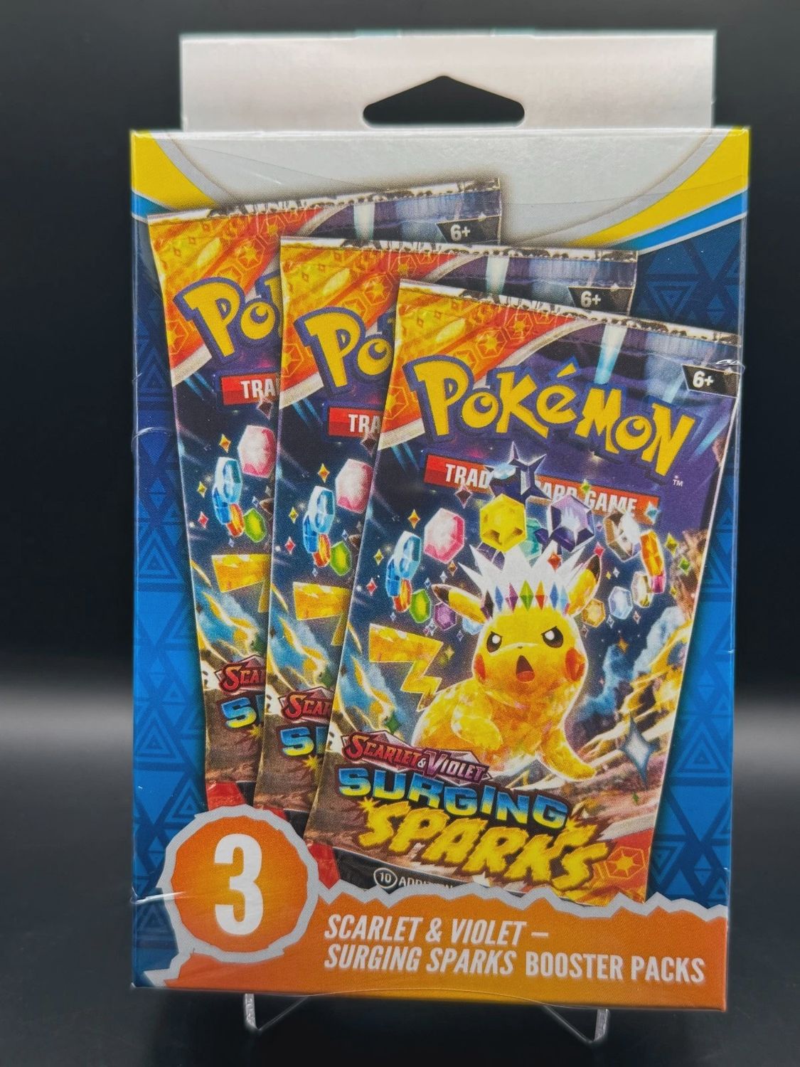 Pokemon Scarlet &amp; Violet Surging Sparks Hanger Box - 3 Booster Packs New Sealed