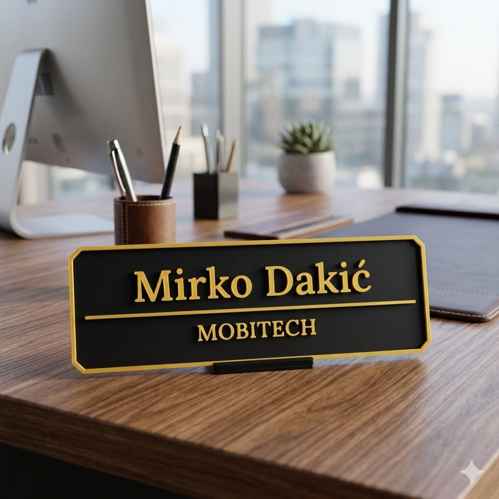 Personalizovana 3D info pločica sa stalkom – Desk Identity