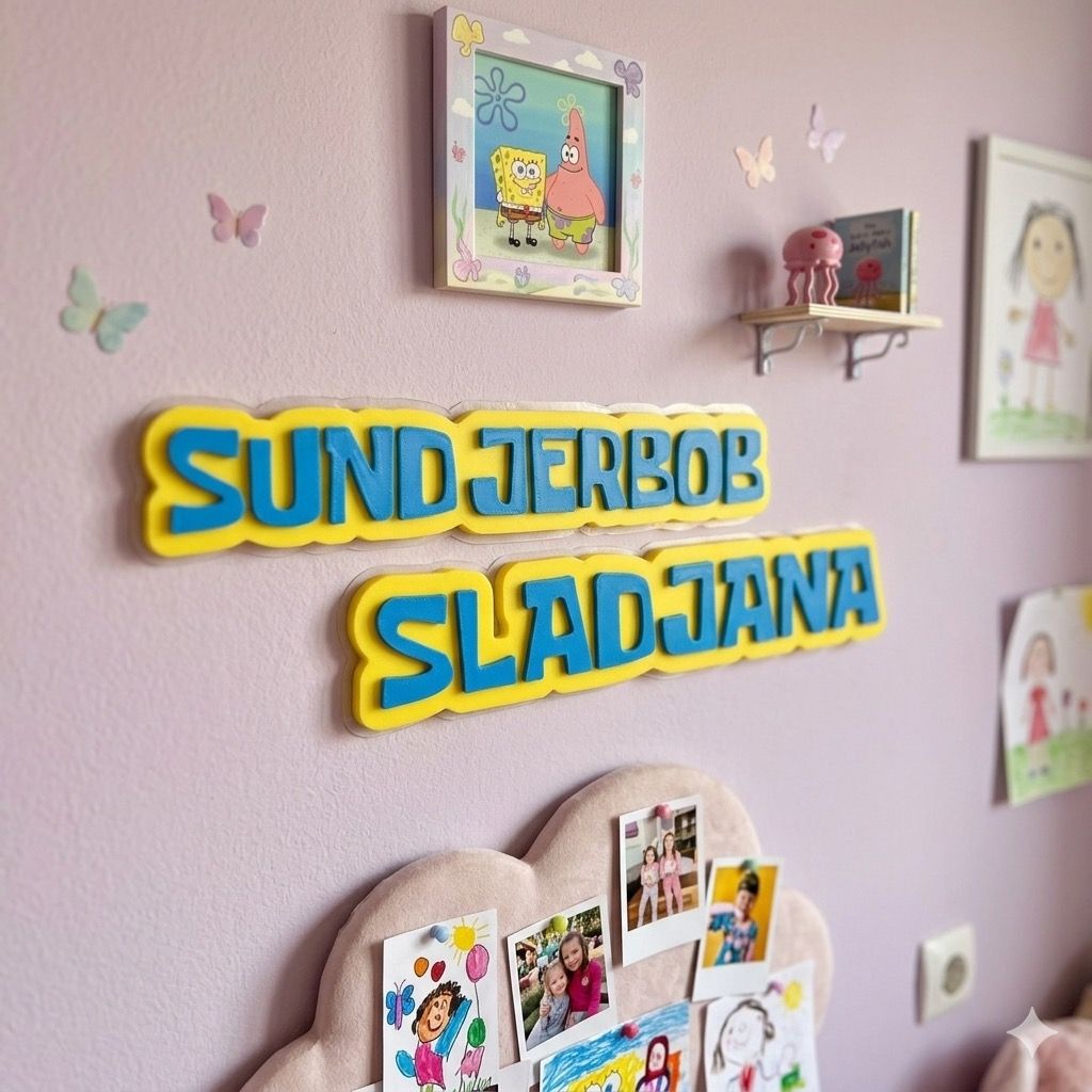 Personalizovani 3D natpis sa imenom – Sunđer Bob stil