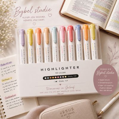 10 Highlighters- Mooi sagte Kleure vir Bybelstudie. 