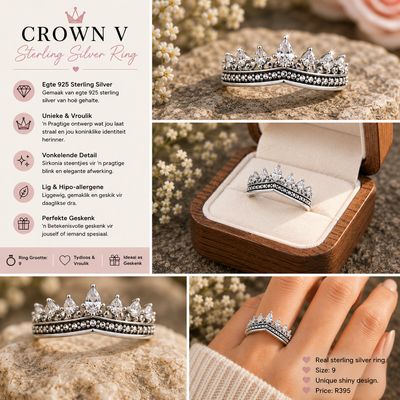Egte sterling silver ring- Crown V