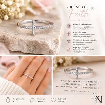 Pratige 925 sterling silver krys ring.