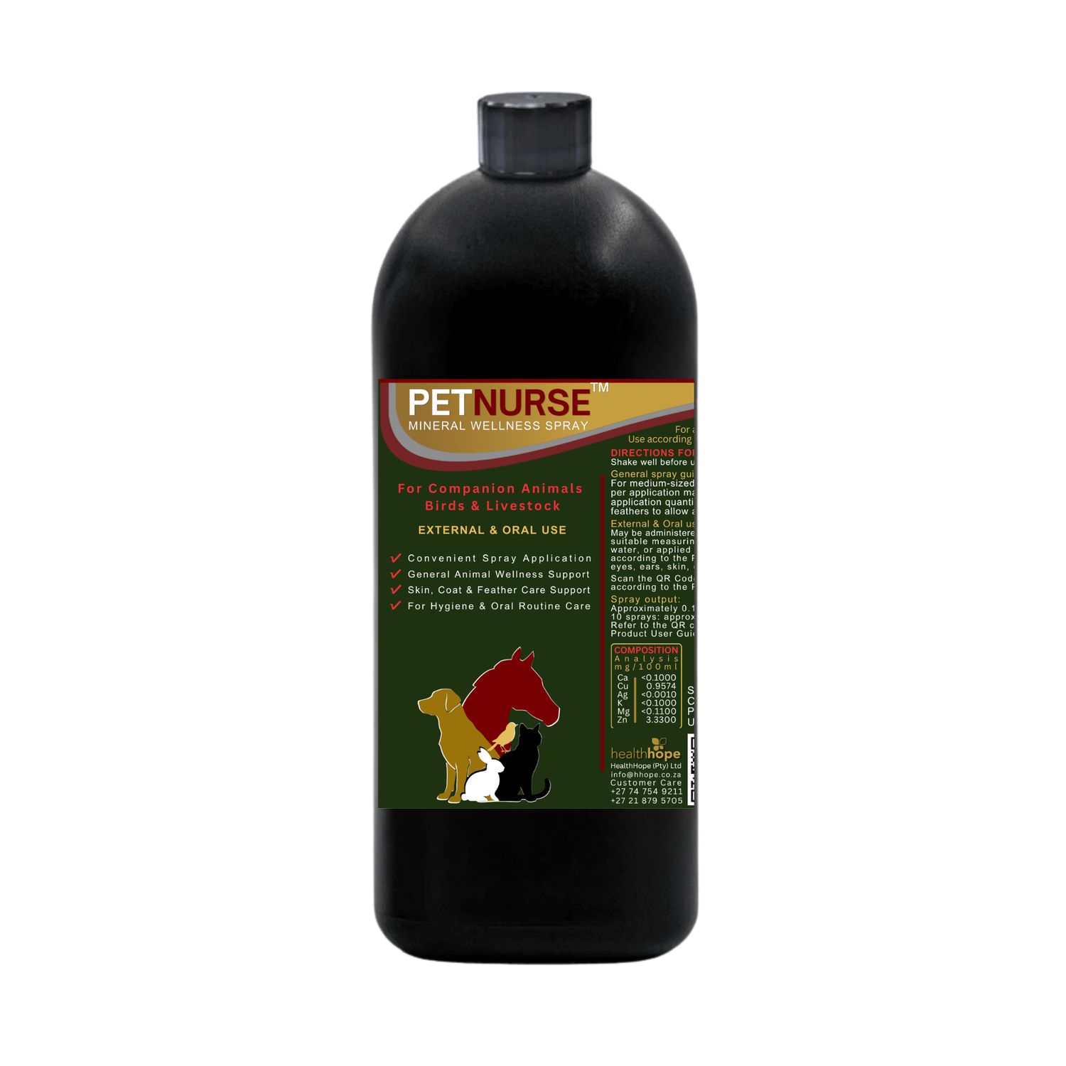 PetNurse 1000 ml - Animal Mineral Wellness Spray