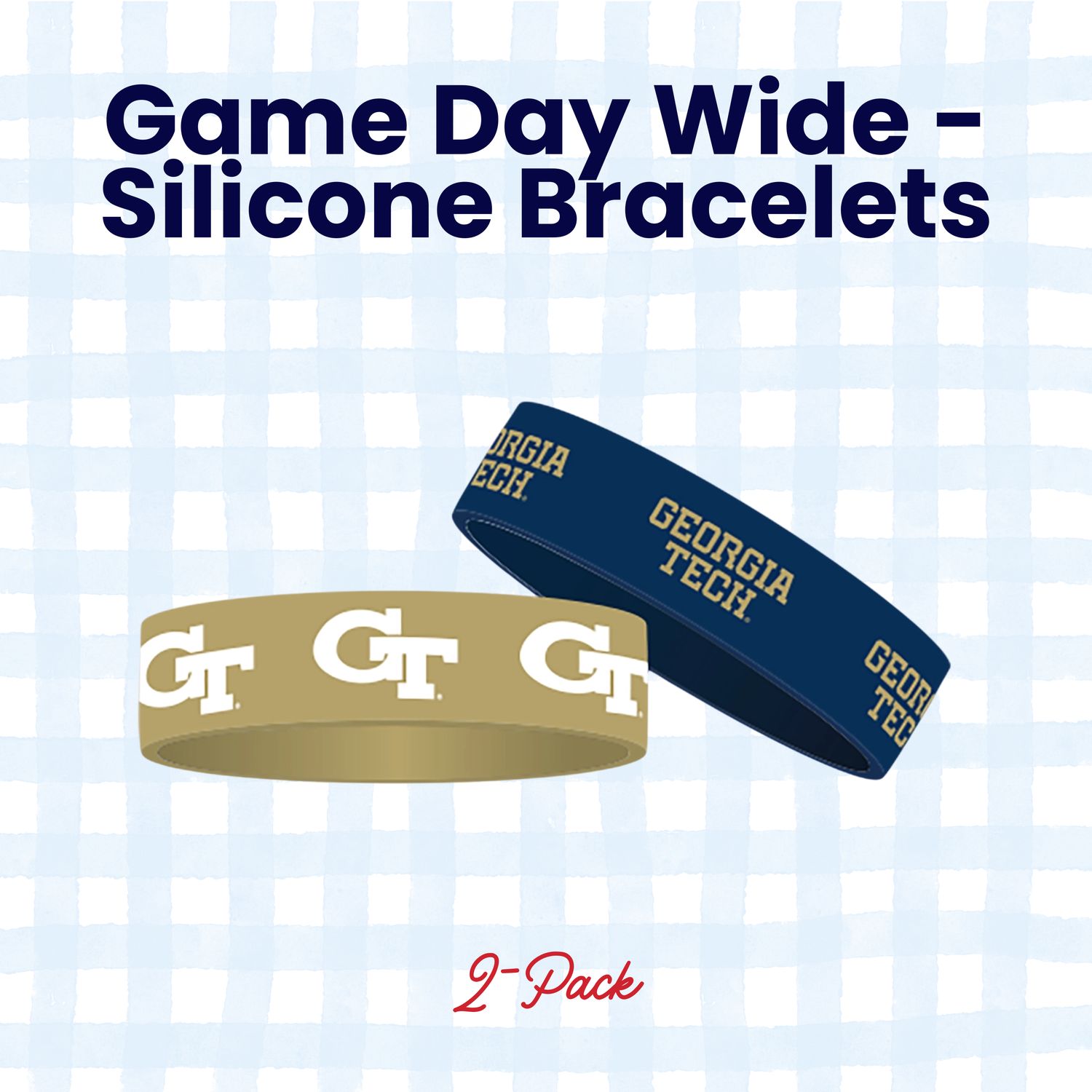 Game Day - NCAA Georgia Tech Yellow Jackets Wide Silicone Bracelet, 2-Pack