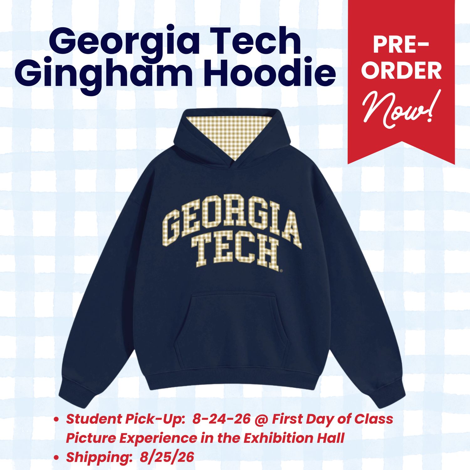 Georgia Tech - Gingham Hoodie