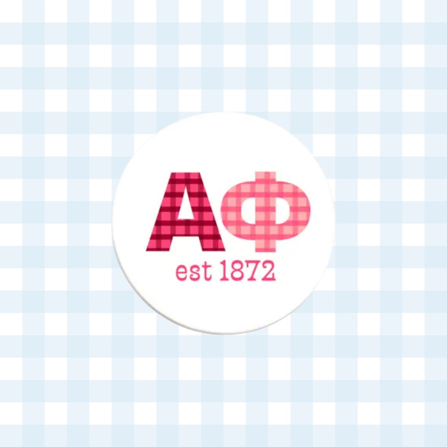 Alpha Phi Gingham Letter Button- 2.25 Inch