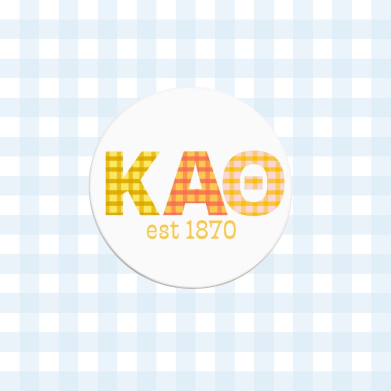 Kappa Alpha Theta Gingham Letter Button- 2.25 Inch