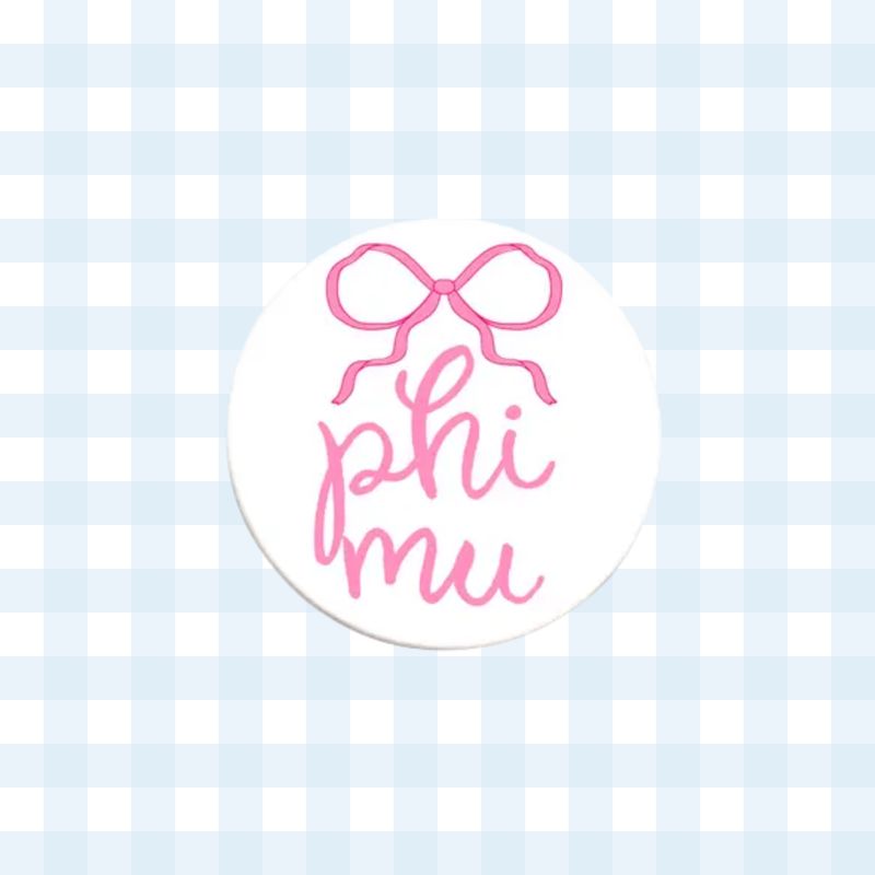Phi Mu Greek Bow Button - 2.25 Inch