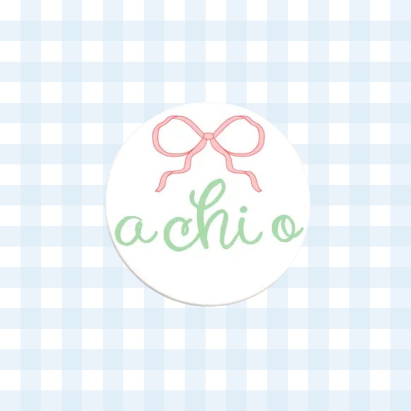 Alpha Chi Omega Greek Bow Button - 2.25 Inch