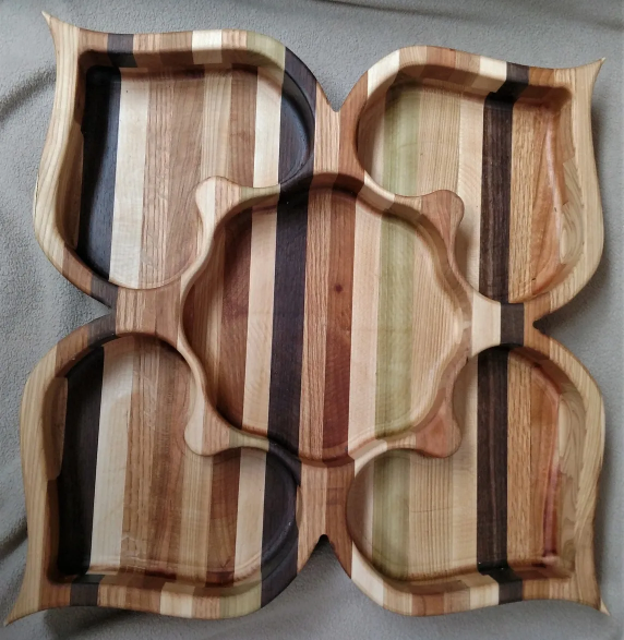 Four (4) Heart / Flower Rotating Snack / Serving Tray