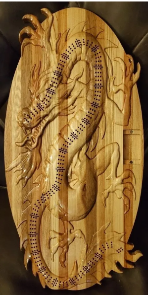 Large Chinese Dragon Cribbage Board