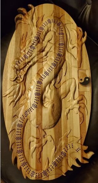 Large Chinese Dragon Cribbage Board
