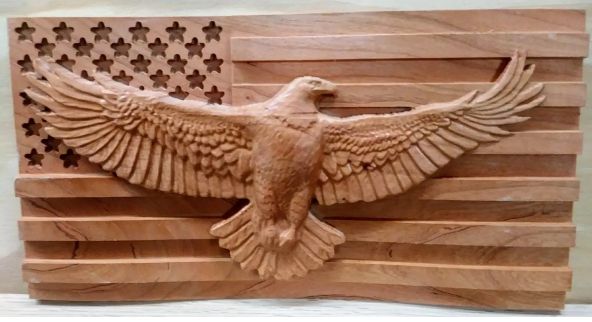 Flag Plaque with Full Eagle (med)