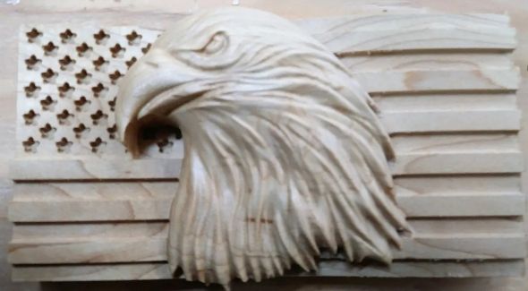 Flag Plaque with Eagle Head (sm)