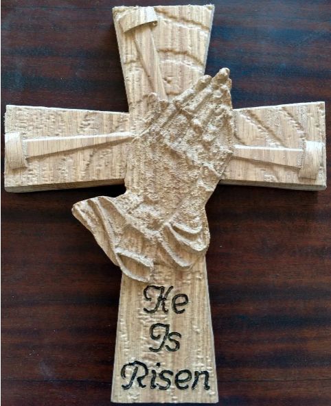 Cross with Praying Hands Plaque - "Bless This Home"