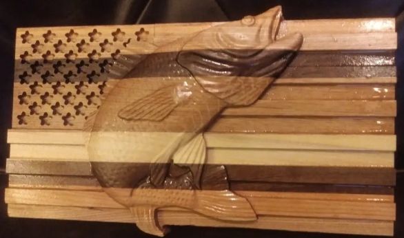 Flag Plaque with Walleye (Lrg)
