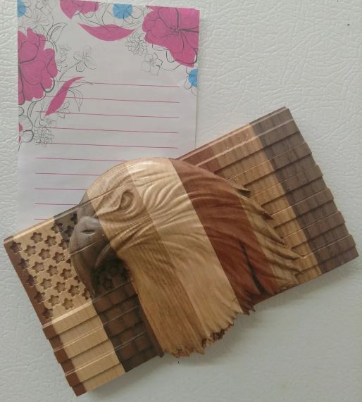 Eagle Head on Flag Fridge Magnet