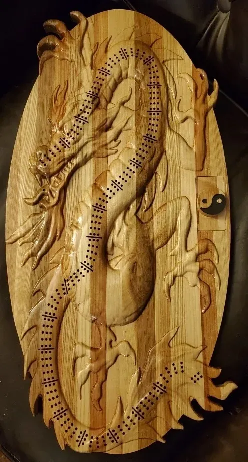 Large Chinese Dragon Cribbage Board