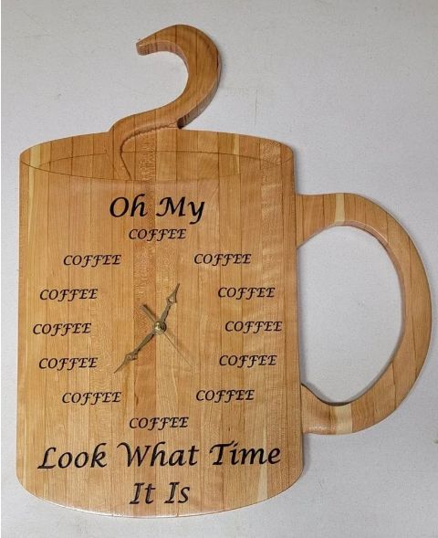 Custom Wood Coffee Cup Clock