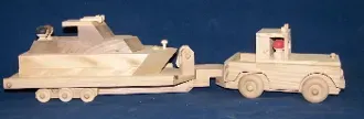 Toy Jeep with Boat and Trailer