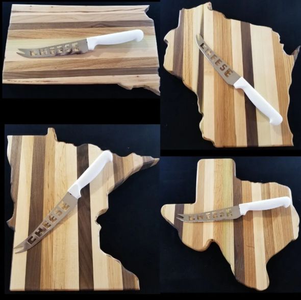 Custom Wood Charcuterie Cheese Cutting Boards with Cheese Knife