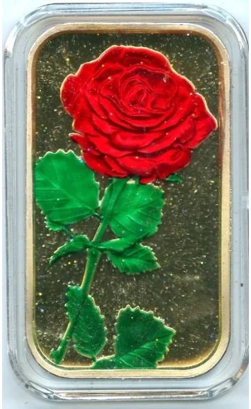 Red Rose Enameled Silver