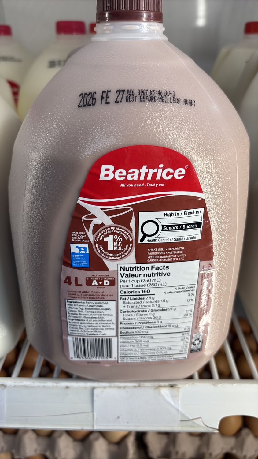 Beatrice chocolate milk 4 litre