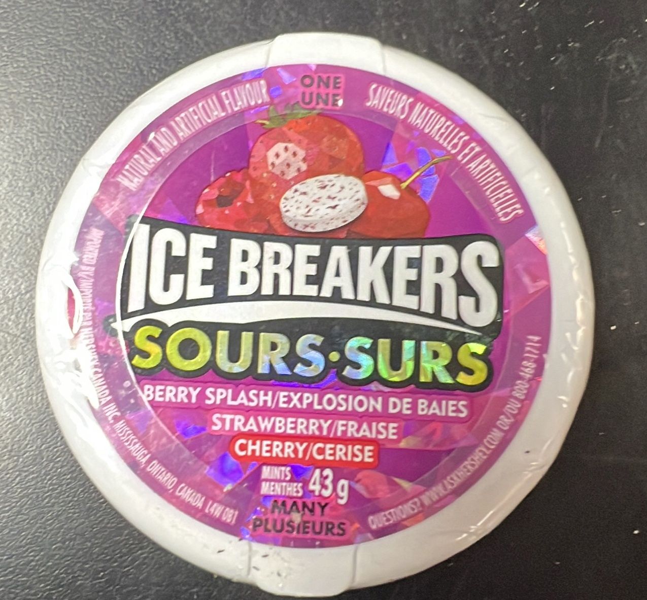 Ice breakers berry splash/explosion strawberry/fraise 43g