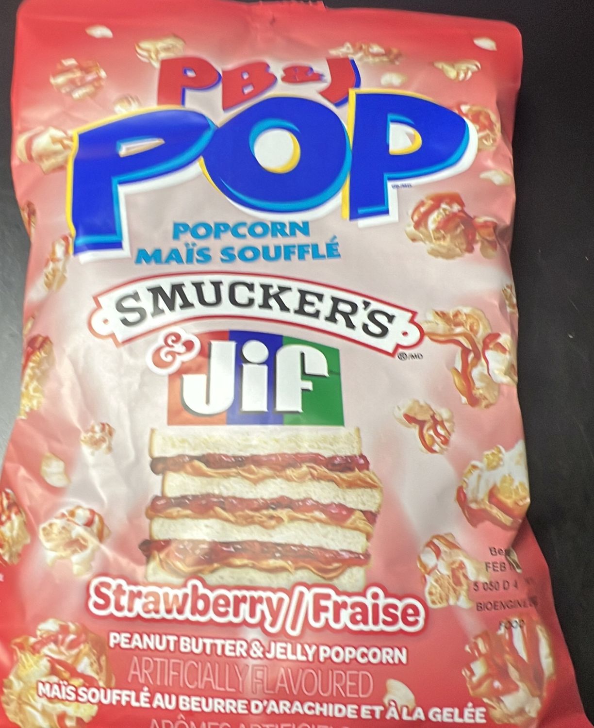 PB&amp;J POP Popcorn Smucker’s Strawberry 149g