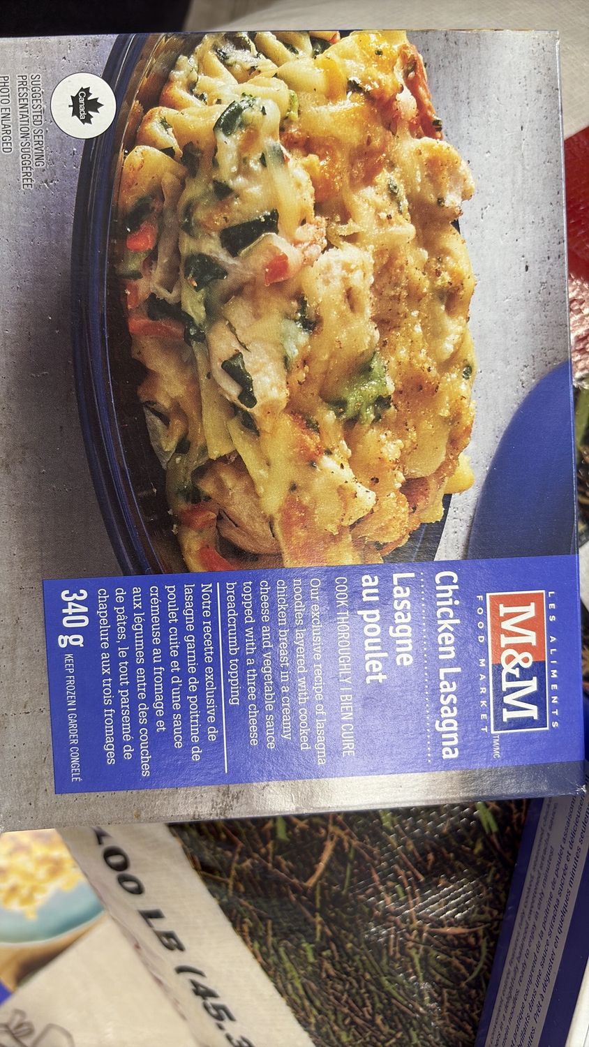 M &amp; M chicken lasagna 340 g