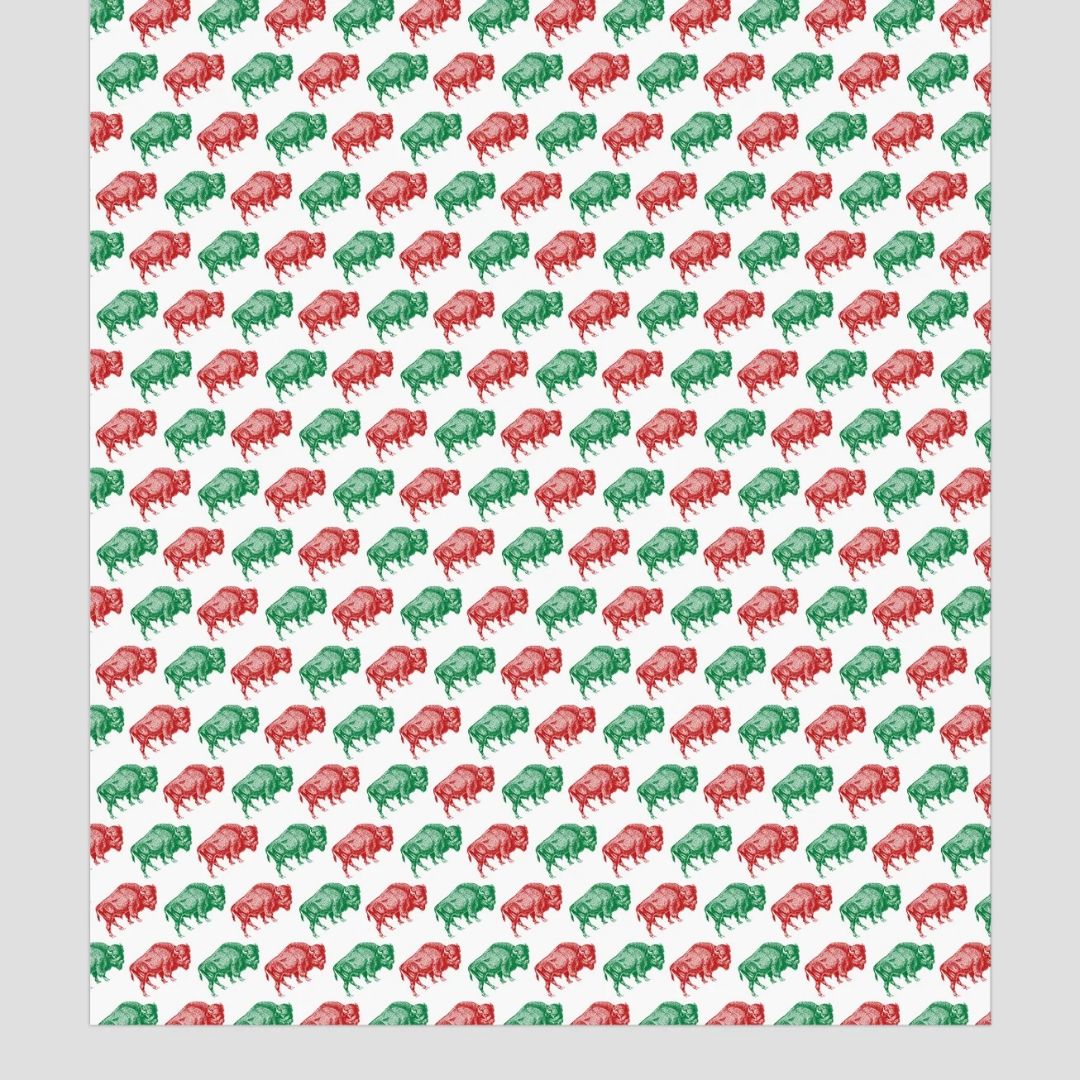 Buffalos Wrapping Paper, Colour: Red &amp; Green