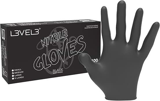 L3VEL 3 Nitrile Gloves - 100 PK, Color: Black, Size: Small
