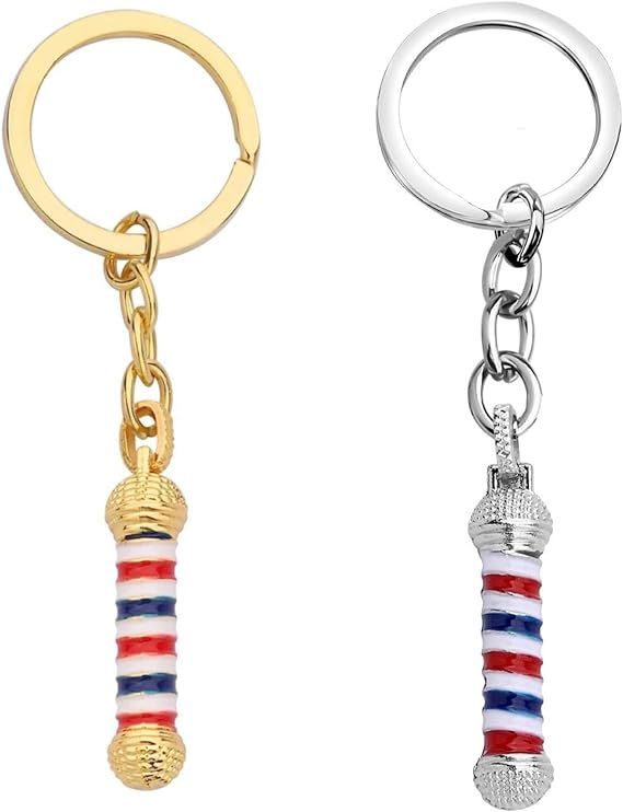 Barber Pole Keychain- Gold