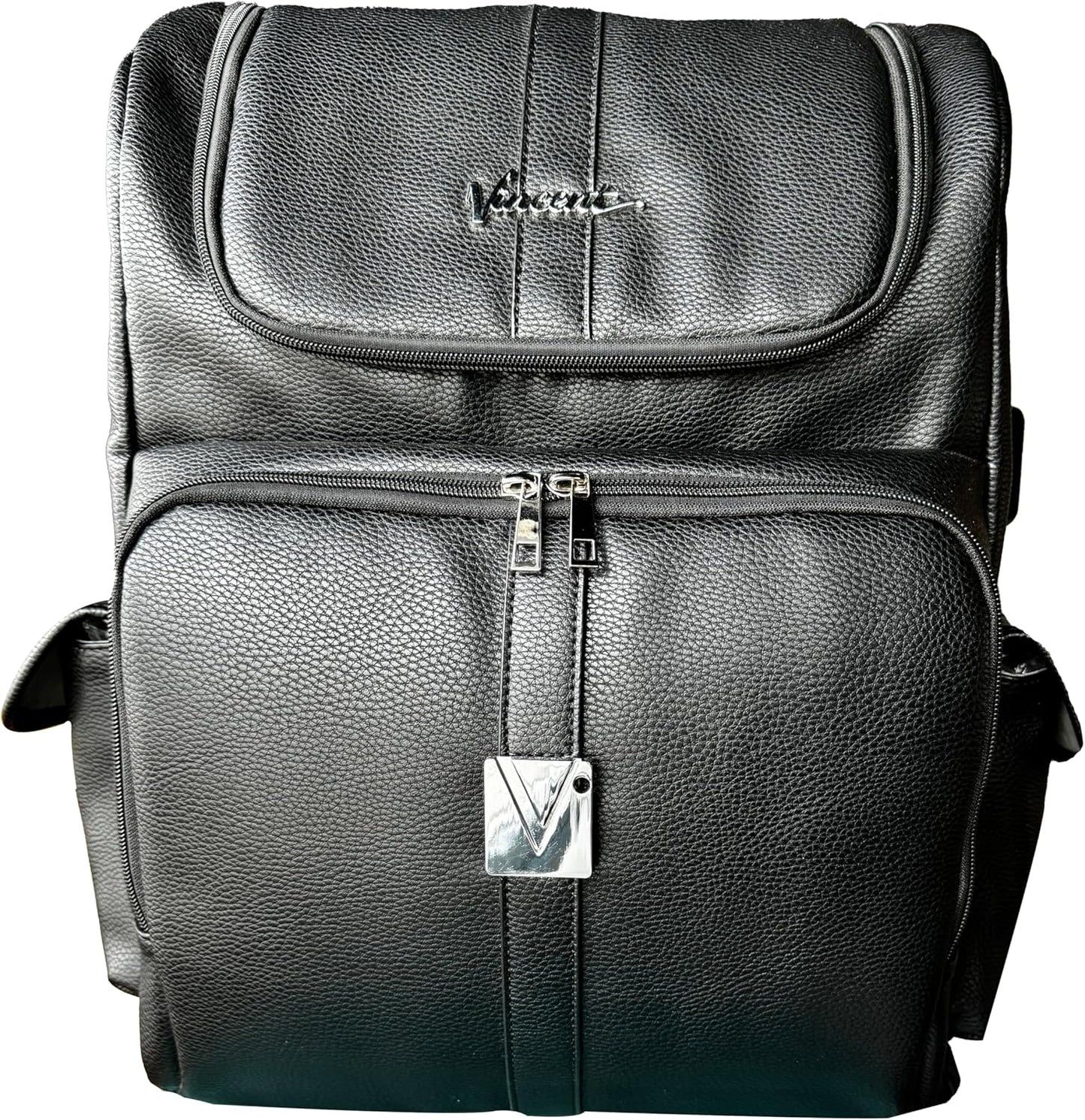Vincent Leather Backpack- Black