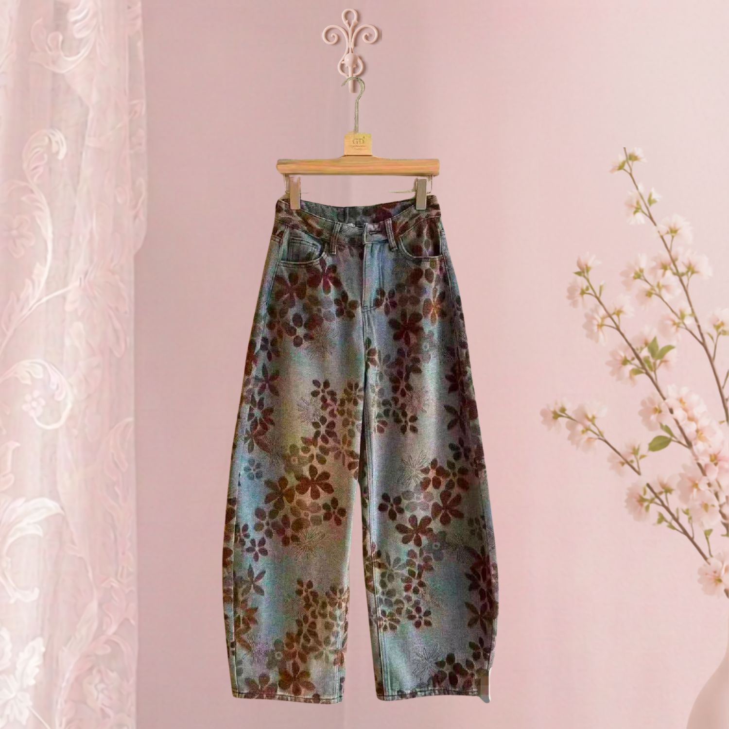 Pantalón Denim Floral Bloom