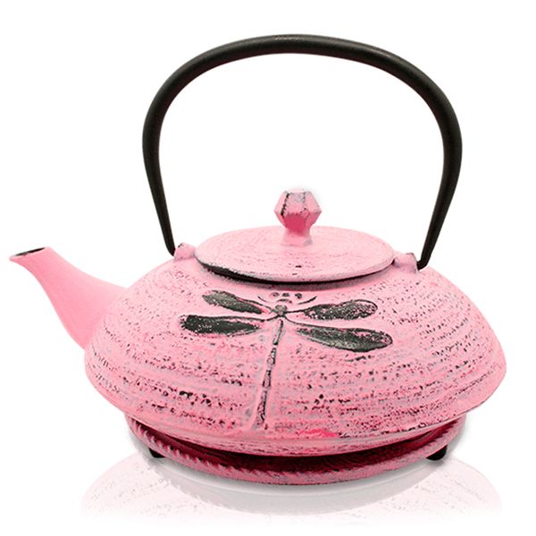 Dragonfly Pink Iron Teapot 600ml