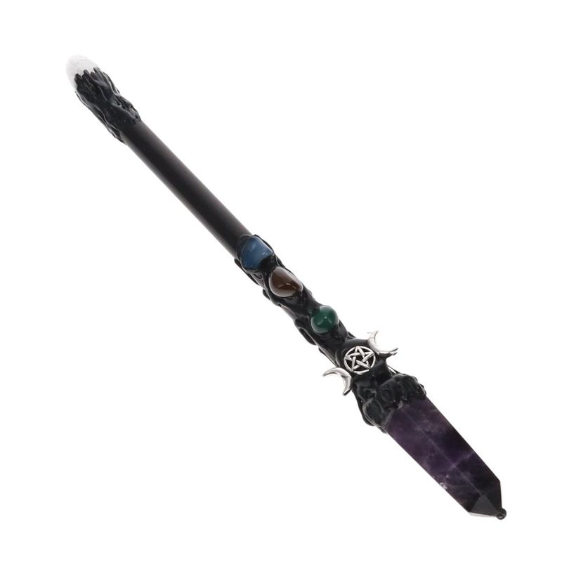 Amethyst Point Triple Moon Healing Wand