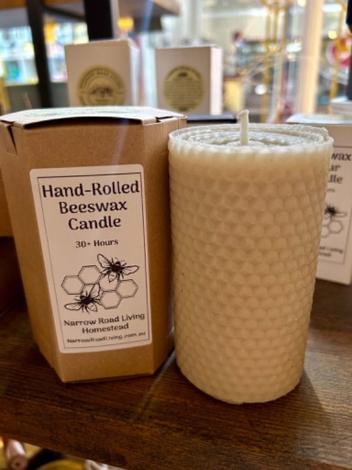 H'Rolled Pillar Beeswax Candle 30+ Hours